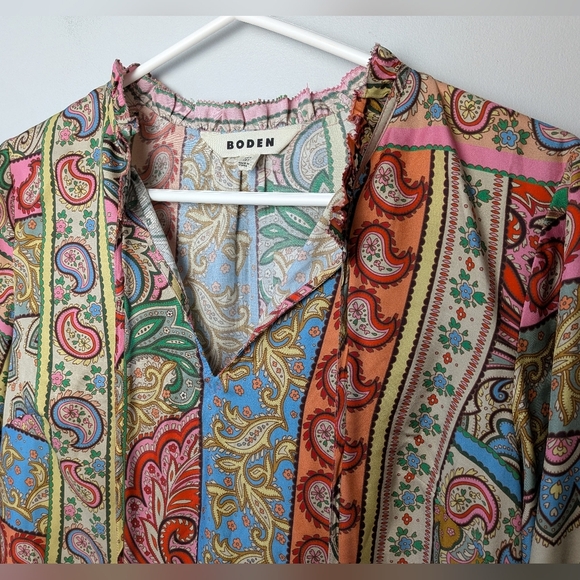 BODEN Romantic Top Women Colorful Blouse Size 2 Silk And Viscose Fabric Loose - Picture 7 of 15